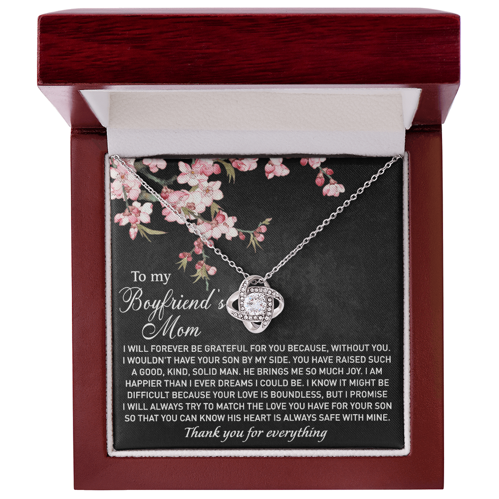 To My Boyfriend's Mom Necklace From Girlfriend, Gifts Necklace For Boyfriends Mom, Boyfriends Mom Love Knot Necklace Gift On Birthday Gift, Mothers Day, Christmas Anniversary, Jewelry For Women