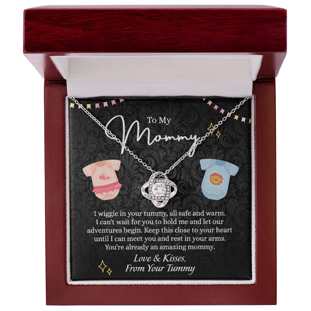 To My Mommy Love Knot Necklace, Mommy Gifts Necklace from Baby, Mommy Gift Necklace from Baby to Mom On Birthday, Gifts for Mom from Baby, New Mom Gift From Husband, New Mom Jewelry Gift For Wome