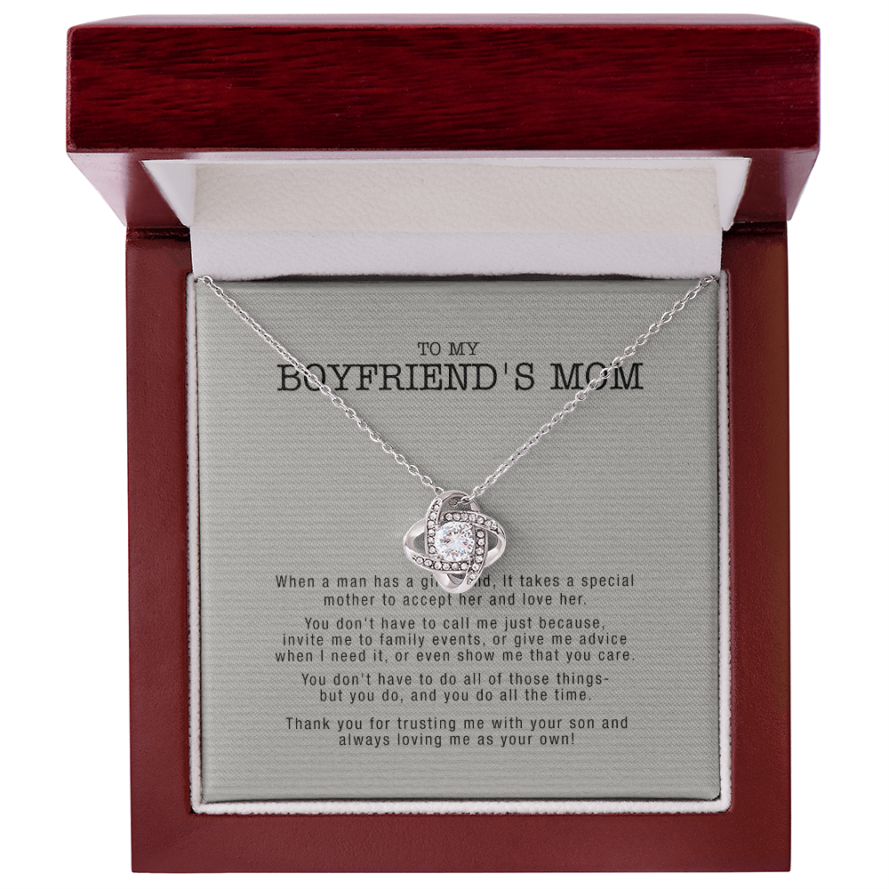 Gifts for Boyfriend's Mom Necklace, To My Boyfriends Mom Necklace, Boyfriend's Mom Gifts, Gifts For My Boyfriends Mom Love Knot Necklace From Man, Boyfriends Mom Christmas Necklace Mother's Day