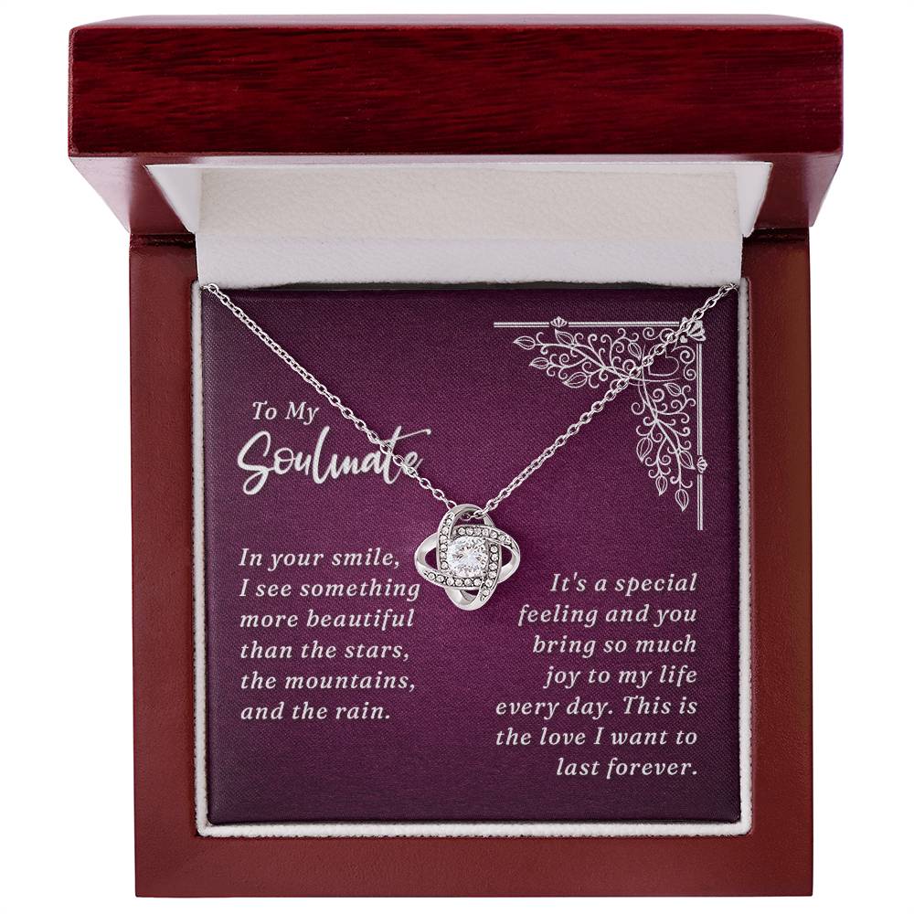 To My Soulmate Necklace From Husband, Boyfriend, Gift Necklace for Soulmate, Love Knot Necklace for Girlfriend, Soulmate Jewelry, Future Wife Gift Necklace, Necklace for Wife 14k White Gold