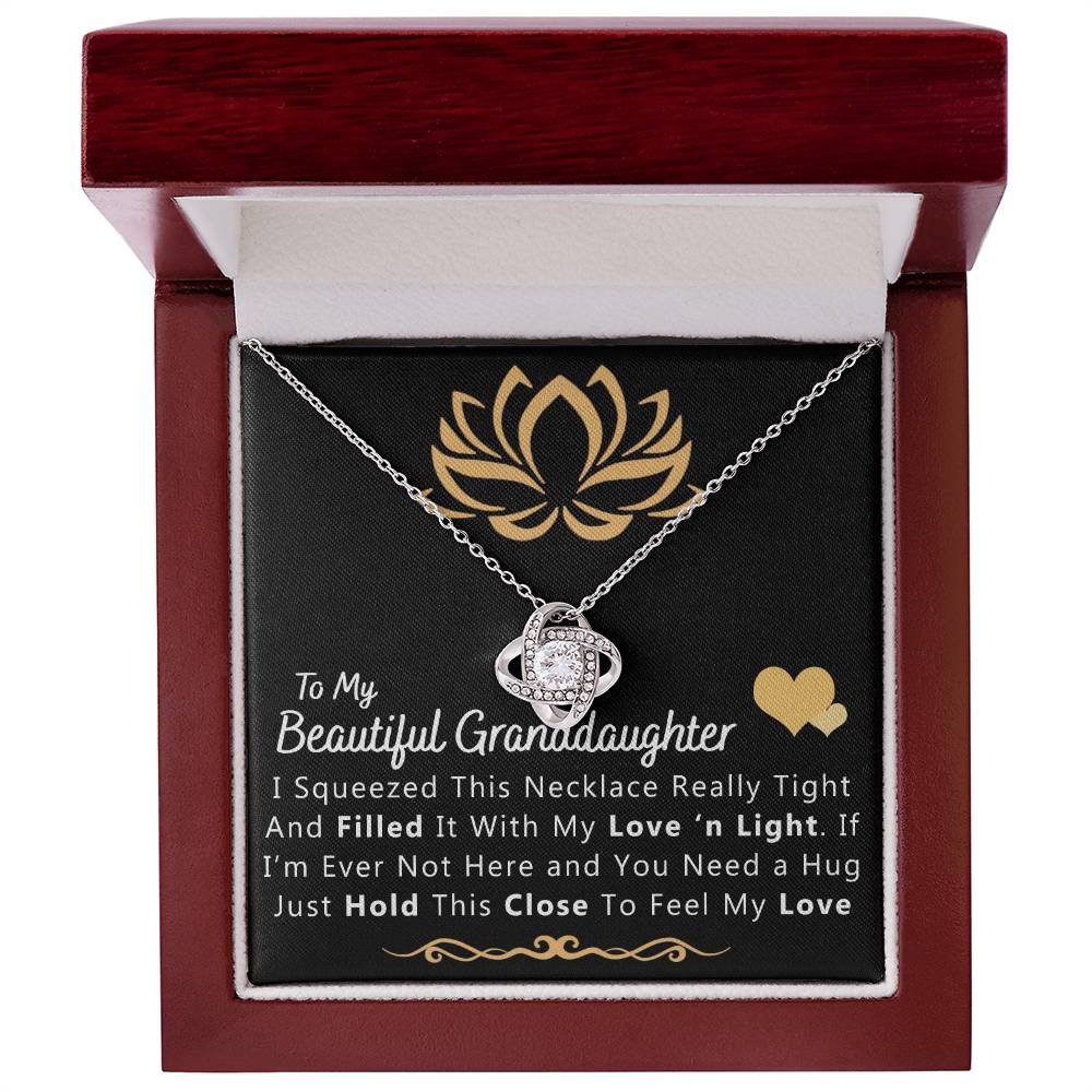 To My Beautiful Granddaughter Necklace From Grandma And Grandpa, To Granddaughter Love Knot Necklace, Gift Pendant For Granddaughtr, I Squeezed This Necklace Gift For Girls On Birthday, Anniversary