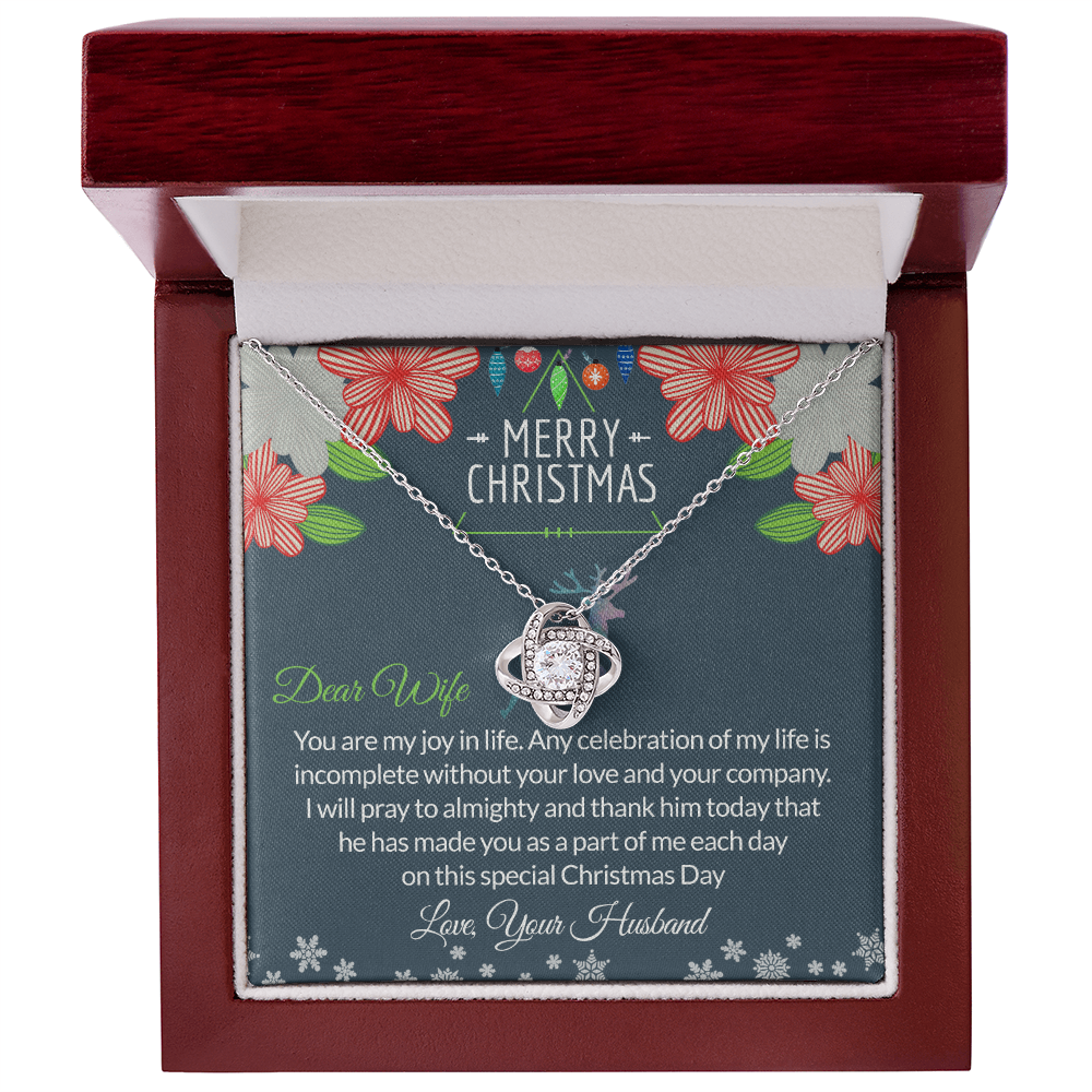 Dear Wife Gift Necklace, To My Wife Necklace From Husband, Merry Christmas Necklace Gift For Wife, Husband To Wife Love Knot Pendant, Christmas Necklace For Wife Christmas, Jewelry Gift For Women