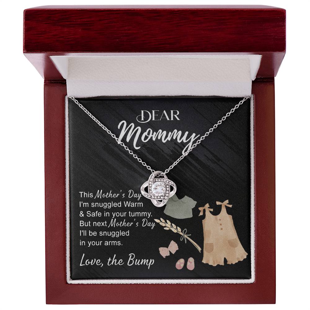 Dea Mommy Necklace Mothers Day Love Knot Necklace, Mothers Day Gifts for Pregnant Wife, Happy Mothers Day Necklace Gift for Moms to Be, Mother To Be Mothers Day Gift, To My Mommy Necklace from Bump
