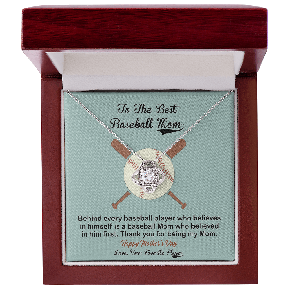 Baseball Mom Gift Necklace, To the Best Baseball Mom Necklace From Daughter, Favorite Player Necklace Gift For Mom, Baseball Mom Love Knot Necklace Jewelry Gift For Women, To The Best Mom Necklace
