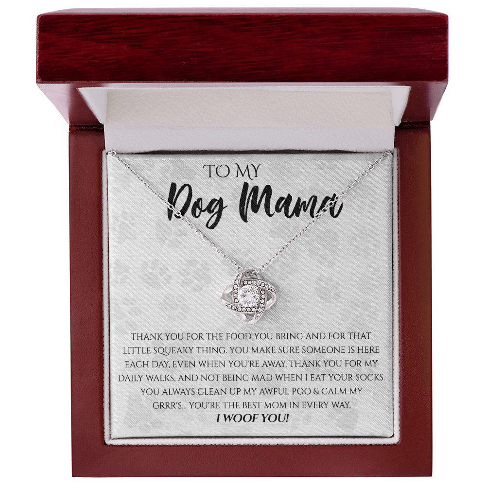 Dog Mama Necklace, To My Dog Mama Love Knot Necklace From Daughter, Son To Dog Mom Gift Necklace, Dog Mom Jewelry Gift For Women Dog Lover Necklace Mothers Card For Dog Mom Puppy Mom Gift Pendant