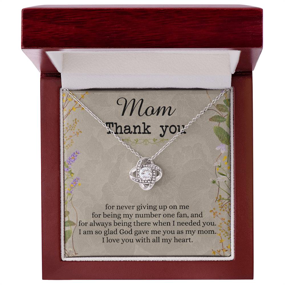 Mom Thank You Gift Necklace, To My Mom Love Knot Necklace From Daughter Necklace Gift For Mom Mother's Day Necklace Gift For Mom, Birthday Gift For Mom Anniversary Jewlry Gift For Women, Mom