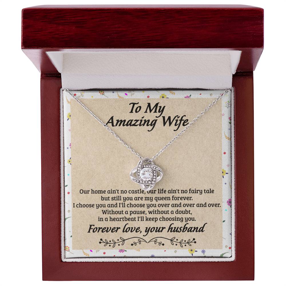 To My Wife Necklace From Husband, Amazing Wife Gift Necklace, Husband And Wife Love Knot Necklace - Necklace For Amazing  Wife From Husband, Wife Necklace On Anniversary, Valentine Day, Christmas