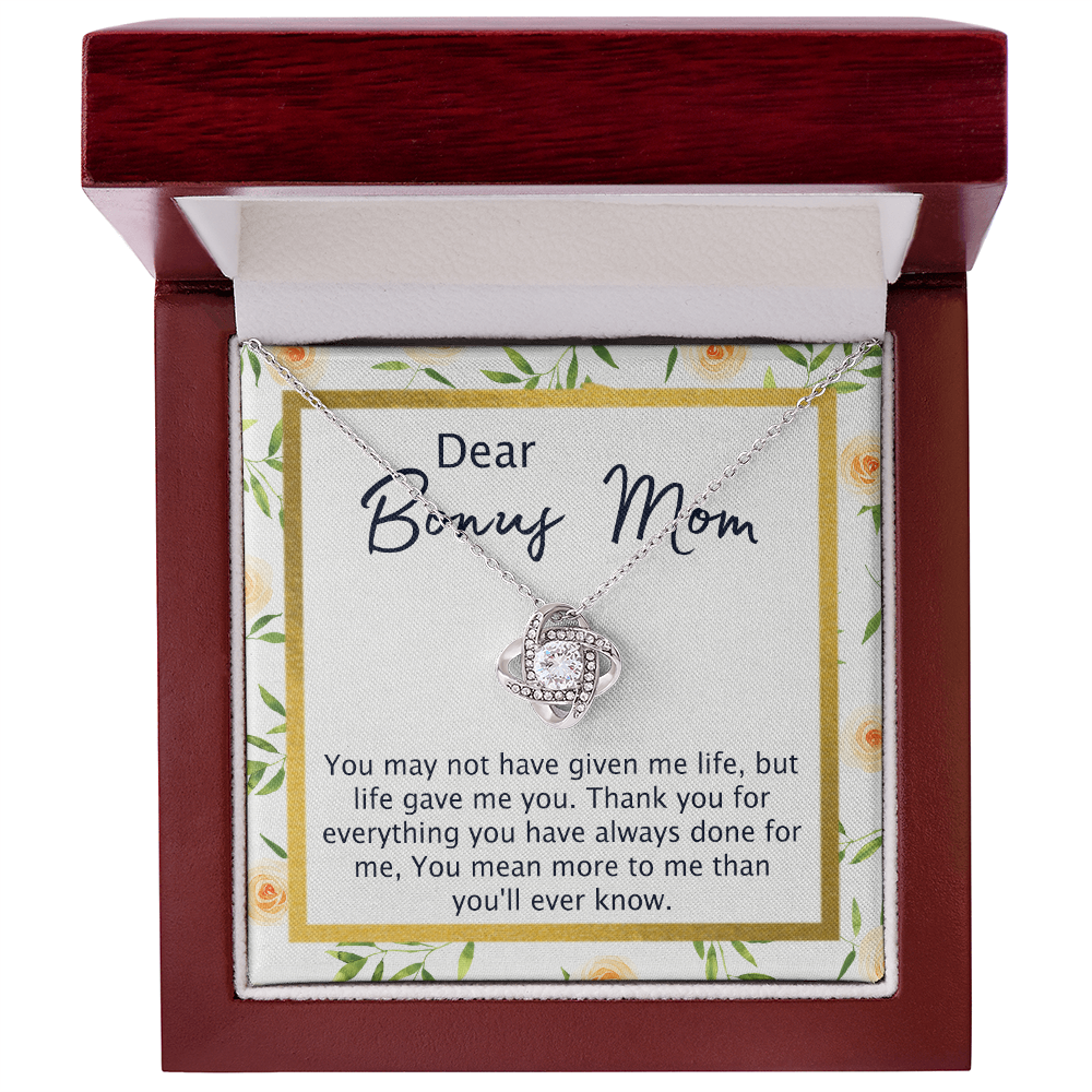 To My Bonus Mom From Bonus Daughter, Mother Daughter Necklace Gift For Her, Thank You For Everything Dear Bonus Mom, Step Mom Gift Necklace On Mother's Day, Anniversary, Birthday, Jewelry For Women