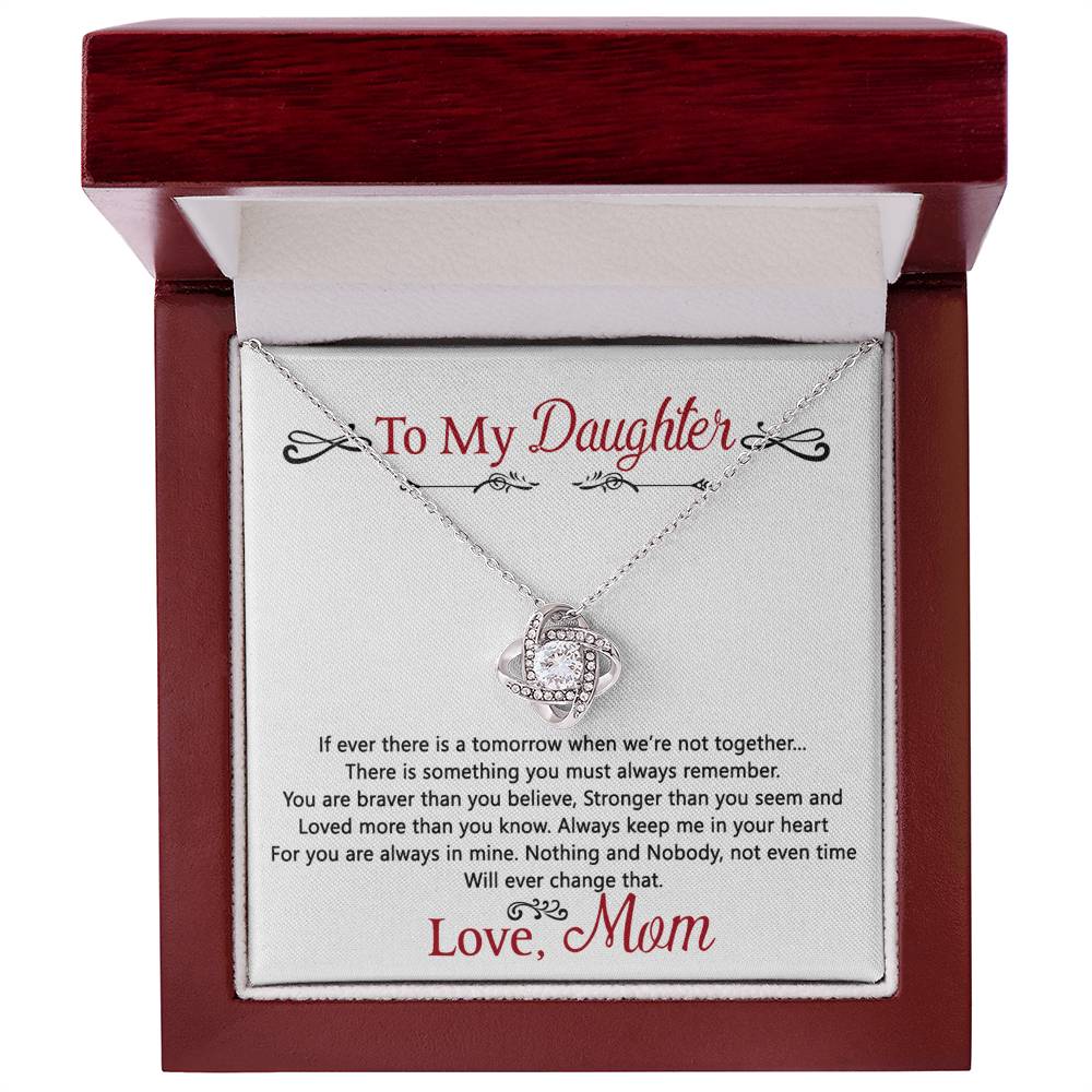 To My Daughter Love Knot Necklace Gift From Mom, Daughter Gift Necklace, Mother To Daughter Pendant Gift, Little Girl Necklace Love Knot Jewelry Gift For Girls, Mother Love Daughter Necklace