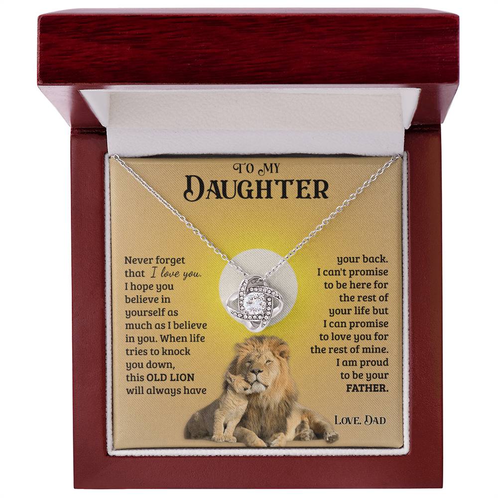 Daughter Gifts From Dad, To My Daughter Lion Dad And Daughter Necklace, Love Knot Necklace Birthday Gift for Daughter From Dad, Christmas Graduation Gift Jewelry Gift For Girls Little Girl Necklace