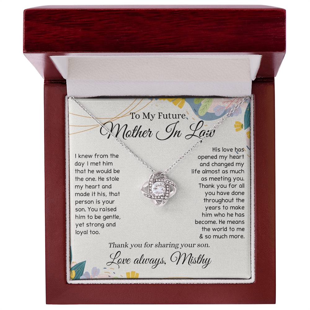 To My Future Mother In Law Necklace, To My Mother In Law Love Knot Necklace Gift From Son, Personalized Gift Necklace for Mother-In-Law From Son, Wedding Gift Necklace Bride Groom To Mother In Law