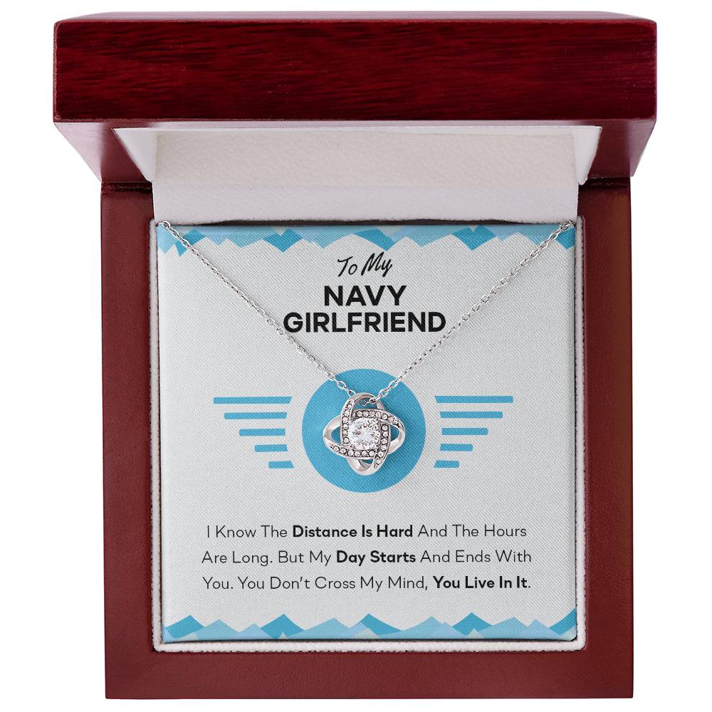 To My Navy Girlfriend Gifts for Navy Girlfriend's Birthday Present Anniversary From Boyfriend, Husband, Girlfriend Gift Necklace - Jewelry Gift For Girls, Love Knot Pendant Gift For Girlfriend Soulmate
