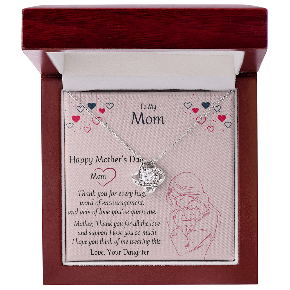 Happy Mothers Day Necklace, To My Mom Necklace From Mom, Mother Day Jewelry Gift Personalized Mothers Day Necklace Gifts For Mom Mother To Daughter Thank Gift Love Knot Necklace For Mom Jewelry