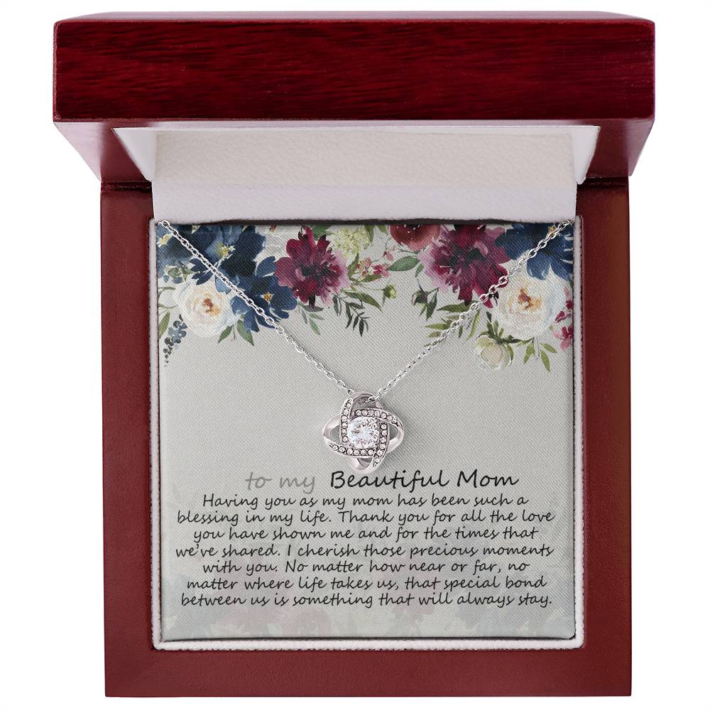 To My Mom Necklace From Daughter, Mother's Day Necklace Gift For Her, Beautiful Mom Love Knot Necklace Gift For Mom Boyfriend's Mom, Bonus Mom On Mothers Day, Anniversary, Birthday, Jewelry For Mom