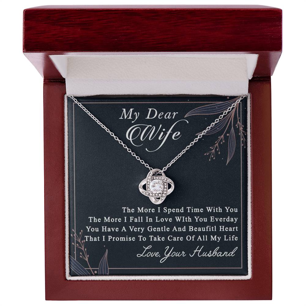Dear Wife Necklace From Husband, Love, Your Husband Necklace Gift For Wife, Soulmate Gift Necklace, To My Wife Love Knot Necklace, Jewelry Gift For Women Girlfriend Gift Necklace, Dear Wife Pendant