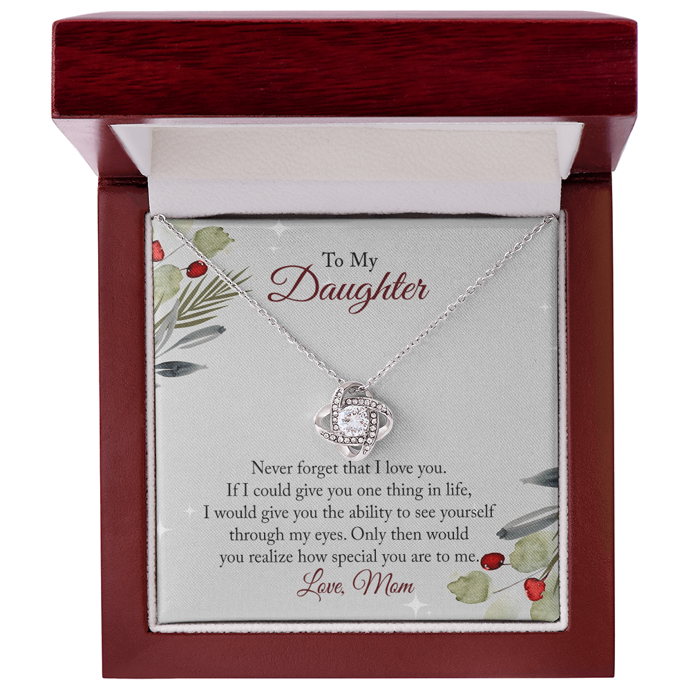 To My Daughter Necklace From Mom, Christmas Necklace with Message Card and Gift Box For Daughter, Mother And Daughter Necklace Gift On Birthday Wedding Graduation Gift Never Forget Necklace