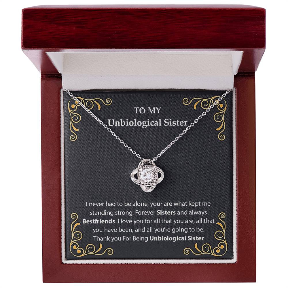 To My Unbiological Sister Love Knot Necklace From Sister, Bonus Sister Gift Necklace, Sister-in-Law Gift Pendant, Love Knot Jewelry for Sister in Law, Step Sister Gift, Soul Sister, Best Friend
