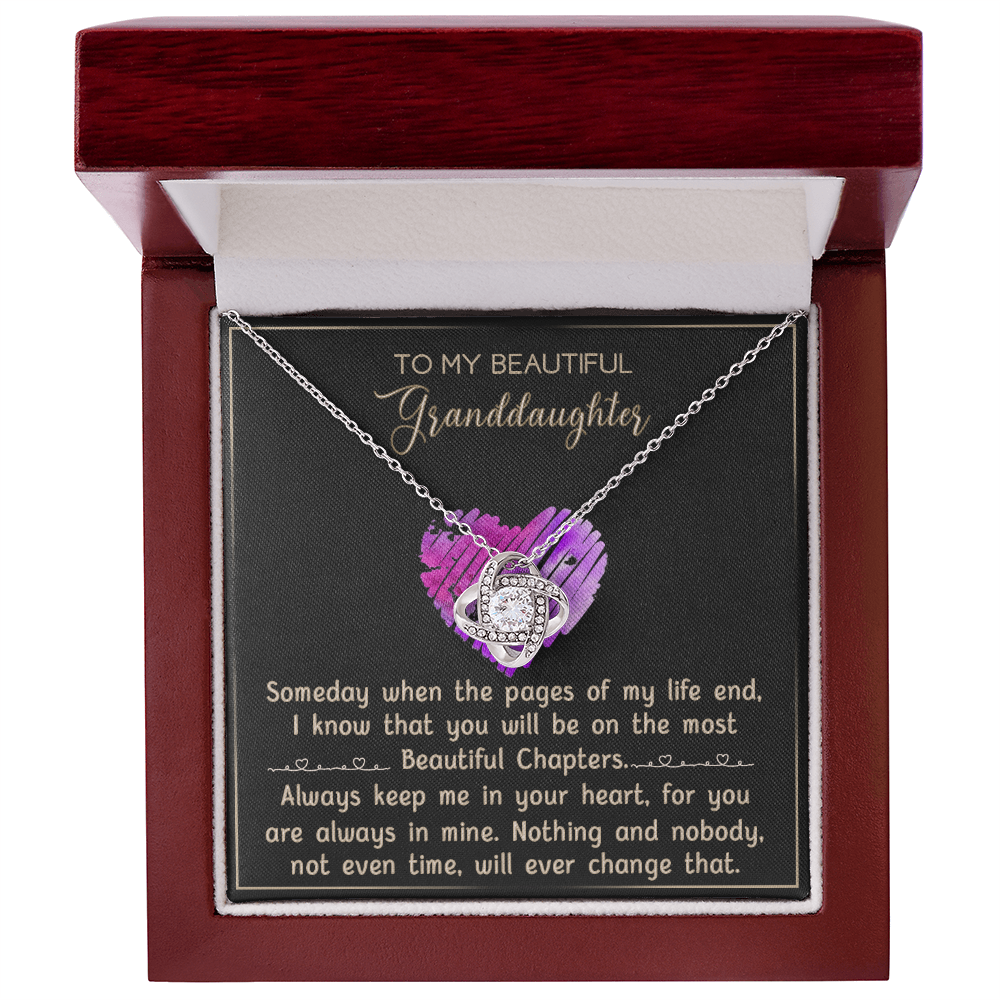 Granddaughter And Grandma Necklace, Gift Necklace For Granddauhter - To My Beautiful Granddaughter Necklace From Grandma, Love Knot Necklace For Granddaughter, Beautiful Granddaughter Necklace