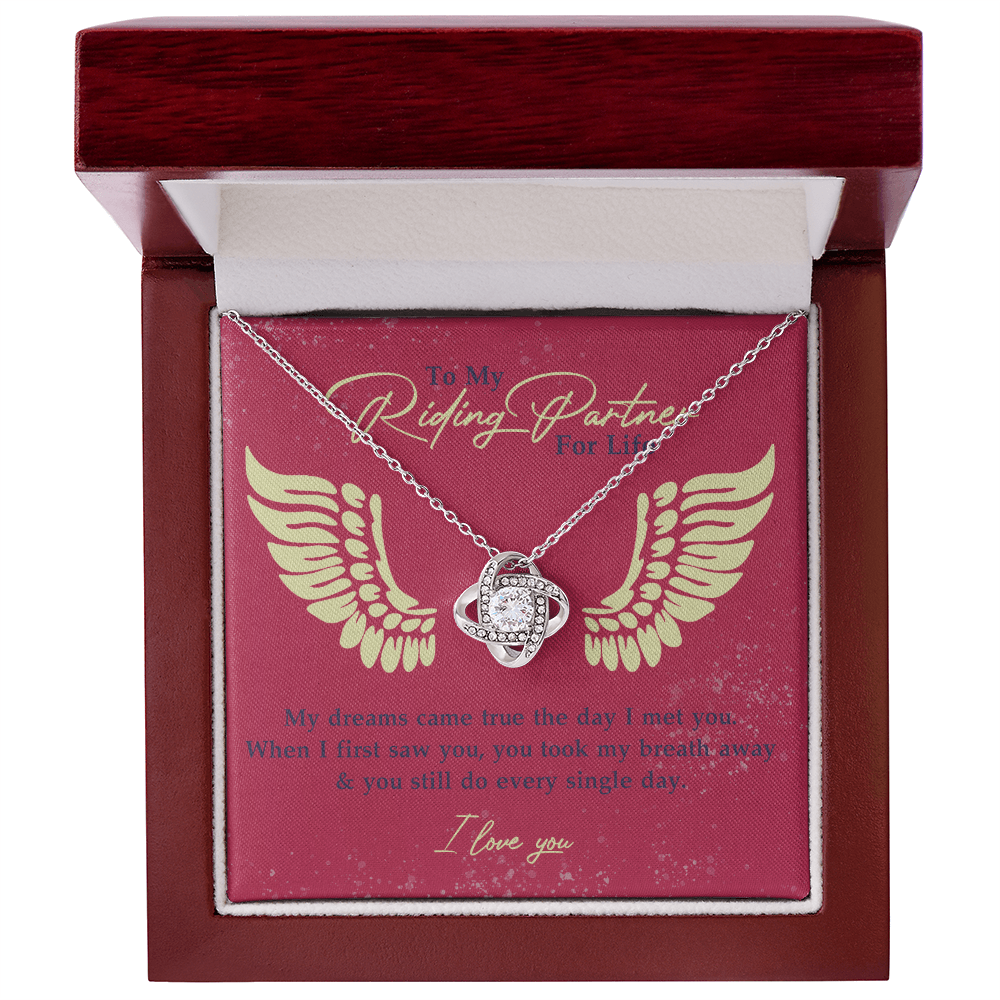 To My Riding Partner for Life Necklace From Husband, Boyfriend, Biker Wife Motorcycle Love Knot Necklace, Jewelry For Women Gift Necklace for Her Romantic Girlfriend Gift Necklace Message Card