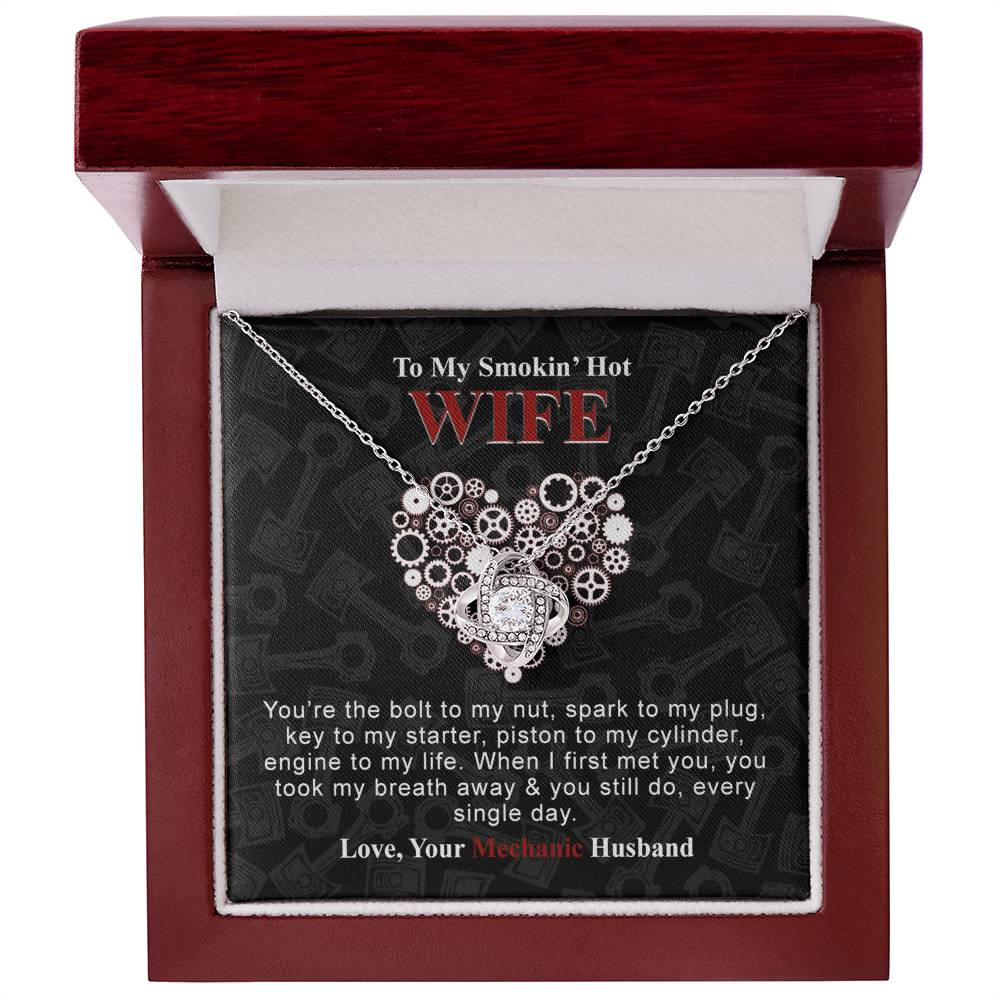To My Smokin Hot Wife Necklace From Husband, Mechanic Necklace For Wife, Jewelry Gift For Women, Gift Necklace For Mechanic Wife Necklace From HUsband, Soulmate Gift Necklace For Women Love Knot
