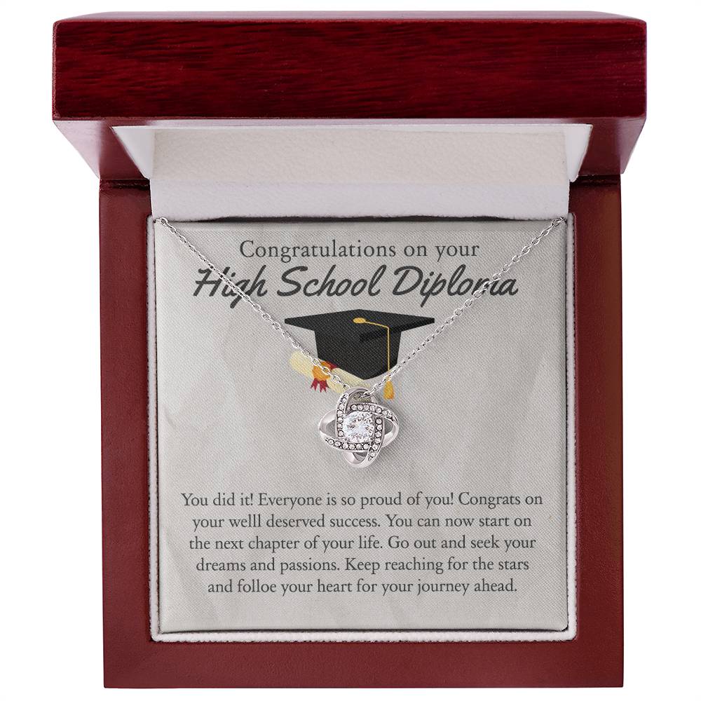 High School Diploma Gift Necklace, High School Diploma Graduation Love Knot Necklace, Grad Gift Jewelry For Her, Knot Pendant Gift On Phd Graduation Gift Graduating Class Of 2026 Graduation Gift