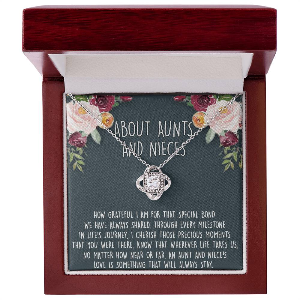Niece Gifts from Auntie Aunt Gifts from Niece, About Aunt and Niece Love Knot Necklace for Auntie Niece Birthday Gifts Congratulations Gift Necklace, New Aunt Gift Necklace, Jewelry For Women