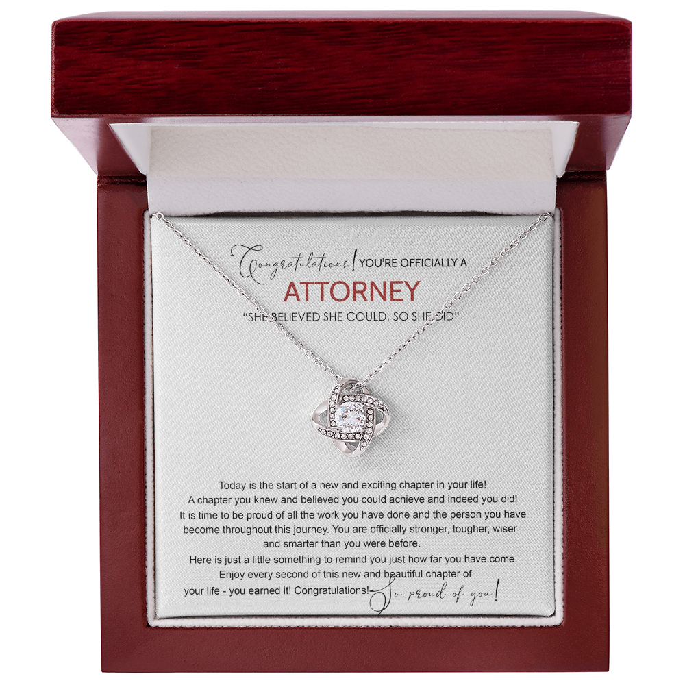Attorney Graduation Gift Necklace Doctoral Degree, JD Graduation Gift, Law Student Gift, New Attorney Necklace Graduation Congrats Graduation Love Knot Necklace Gift For Daughter Granddaughter, Niece