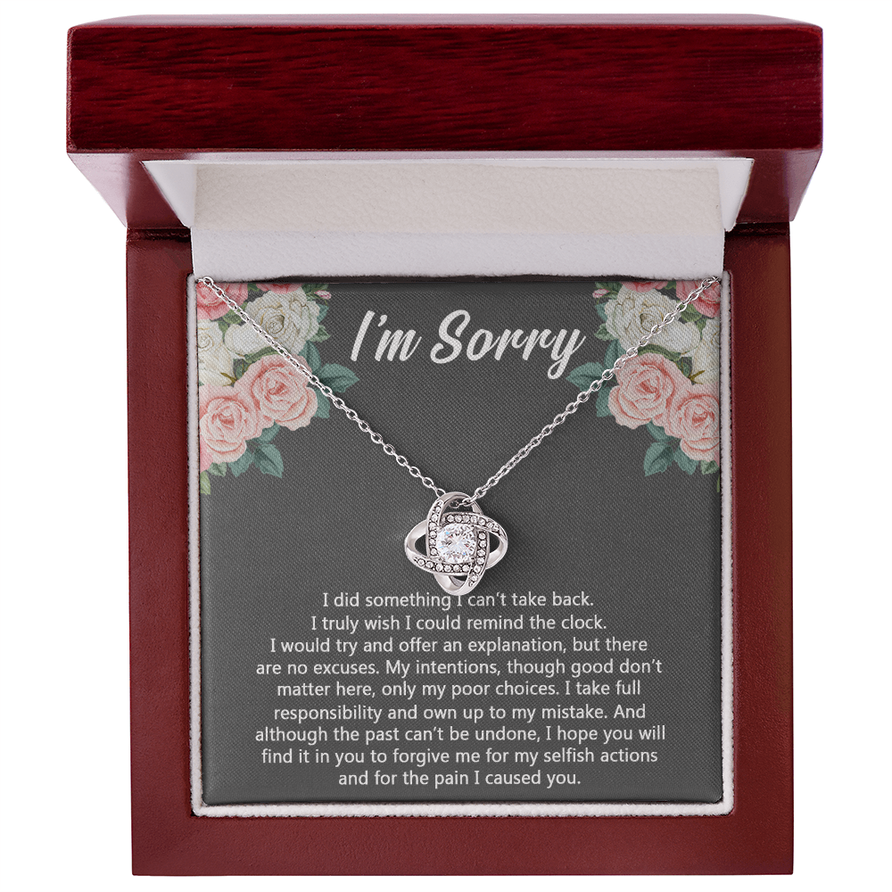 I'm Sorry Gift Necklace for Her, Apology Gifts Necklace for Girls, Woman Sorry Gift Necklaces with Meaningful Message Jewelry Sorry Gift Love Knot Necklace For Girlfriend Wife Soulmate Best Friend