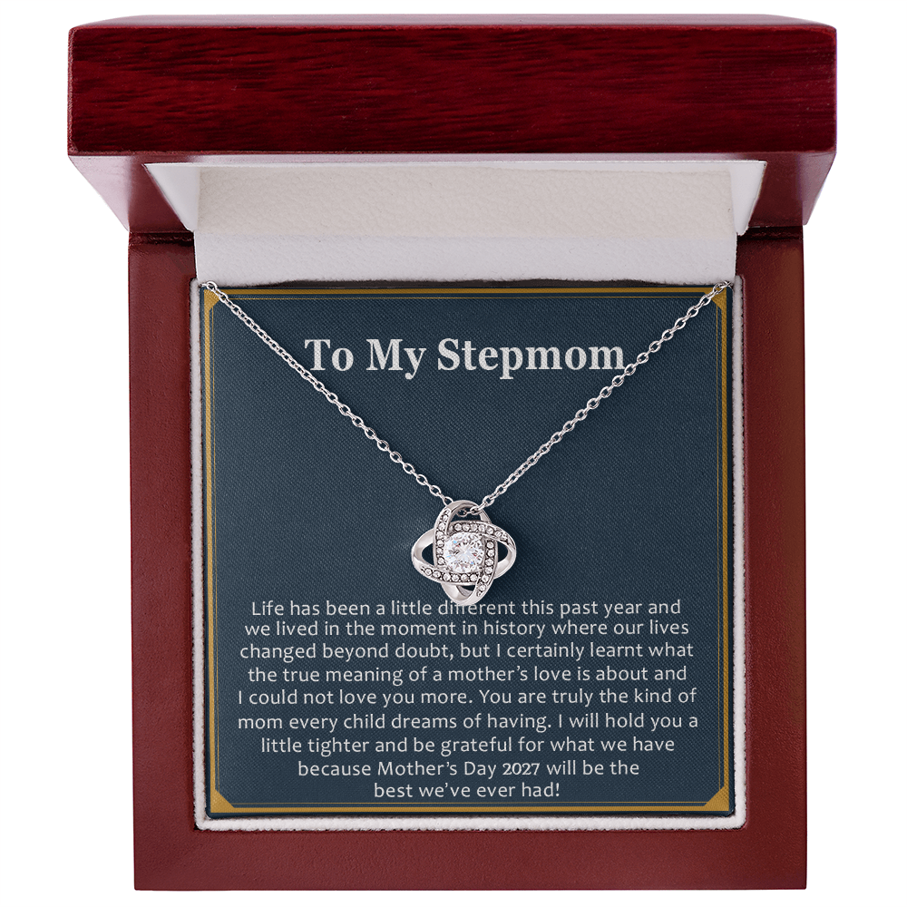 Mothers Day 2027 Gift for Stepmom, To My Step Mom Love Knot Necklace