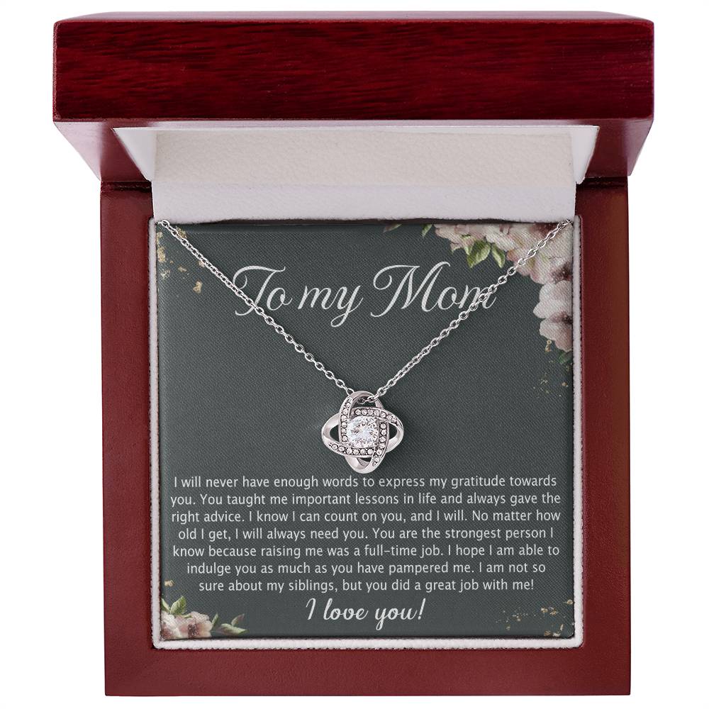 To My Mom Love Knot Necklace From Daughter, No Matter Necklace Gift For Mom, Daughter And Mother Love Knot Pendant Gift For Mom, Jewelry Gift For Women, Mom Gift Necklace, Daughter To Mom Pendant