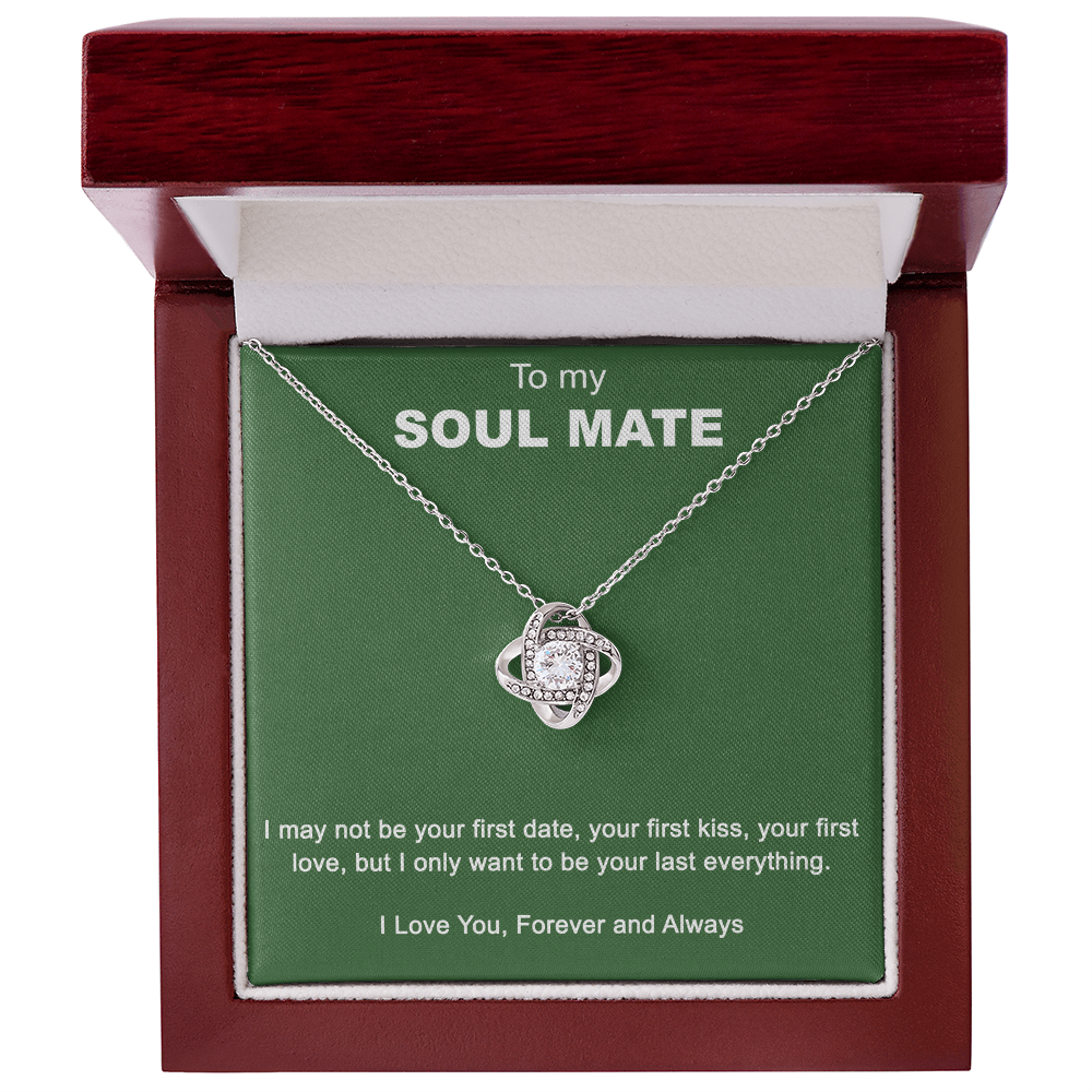 To My Soul Mate Love Knot Necklace Gift From Husband, Boyfriend with Message Card Gift For Soulmate Love Knot Pendant, Gift Necklace for Her Romantic Soulmate Gift Pendant, Girlfriend Gifts