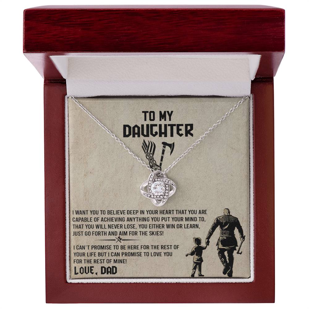 To My Daughter  Necklace from Viking Dad, Baby Girl Necklace Support Breath Be There Love Knot Chain, Personalized Gift Chain Necklace Jewelry for Women Gift On Birthday, Christmas Graduation Gift