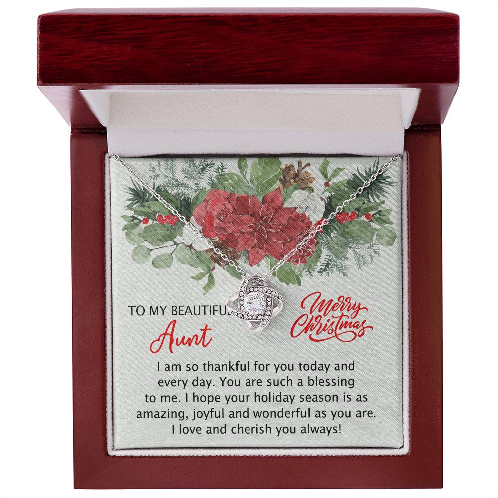 To My Beautiful Aunt Christmas Necklace Gift for Aunt from Niece Personalized Aunt Necklace Gift Merry Christmas Day Gift for Aunt Necklace for Aunt from Niece Love Knot Necklace