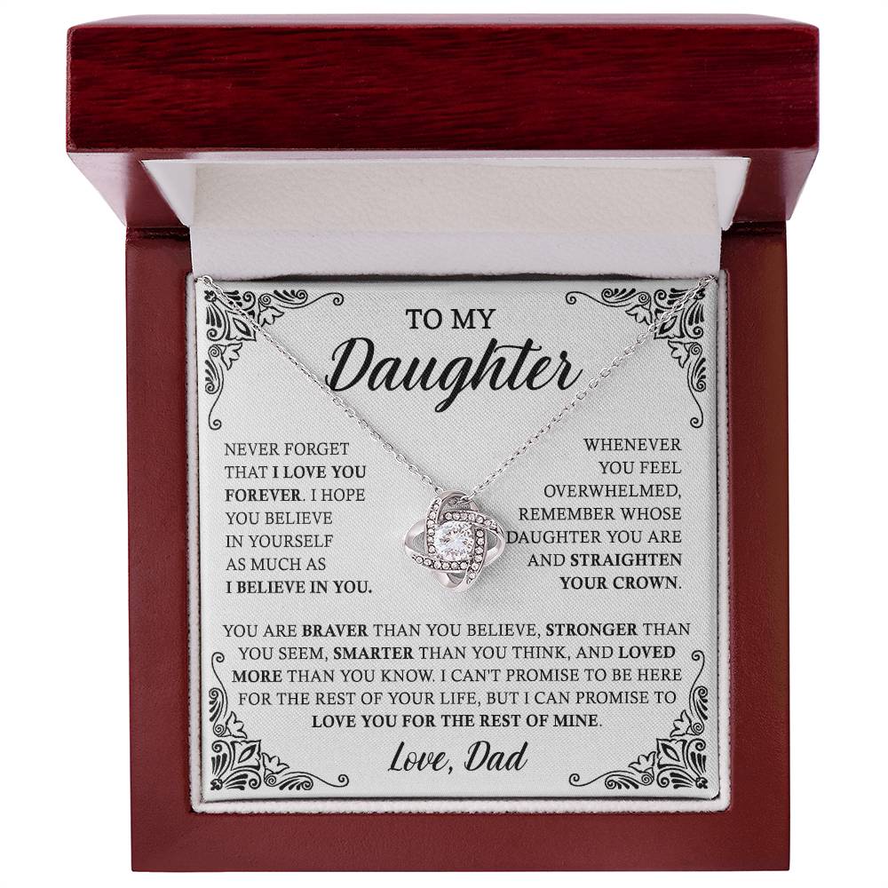 To My Daughter Necklace From Dad, Love Knot Necklace For Daughter, Father Daught
