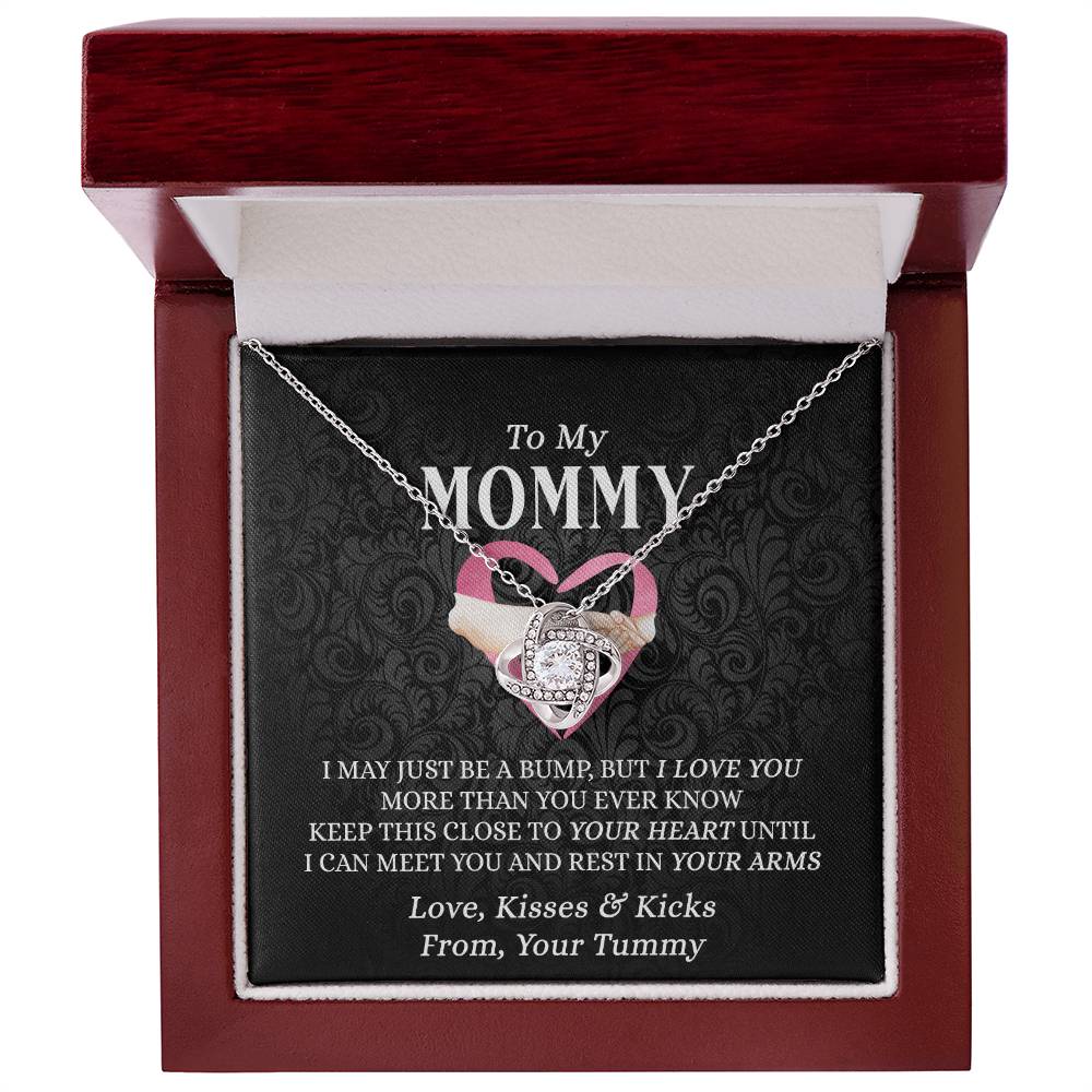 To My Mommy Gift Necklace, Mommy Love Knot Necklace From Tummy, Future Mom Gift Necklace, Pregnancy Gifts Necklace for First Time Moms, Sentimental Gift for Mothers, Mom To Be Gift Necklace