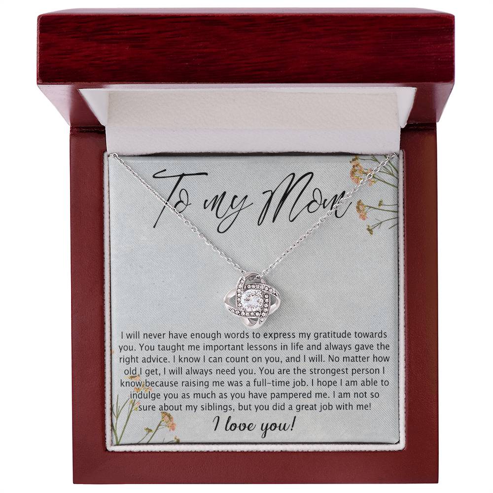 Mom Gift Necklace, To My Mom Love Knot Necklace Gift From Daughter Son Gift For Mom, Mother And Daughter Gift Necklace Personalized Gift Necklace For Mom Pendant, Love Knot Necklace Gift For Women