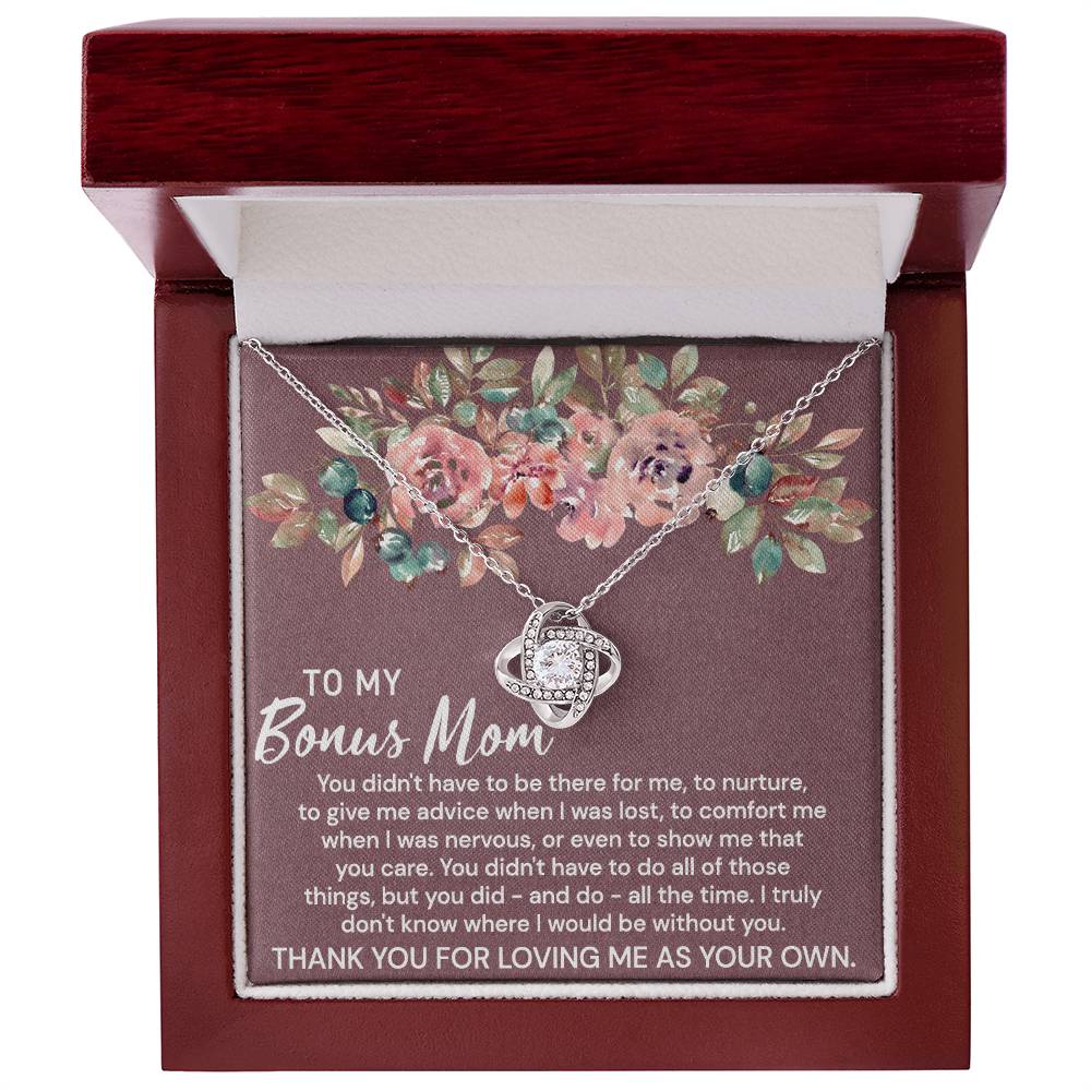 To My Bonus Mom Necklace From Bonus Daughter, Bonus Mom Gift Necklace, Bonus Mother Jewelry For Women, Thank You For Loving Me As Your Own Necklace Gift For Mom On Mothers Day, Anniversary, Birthday