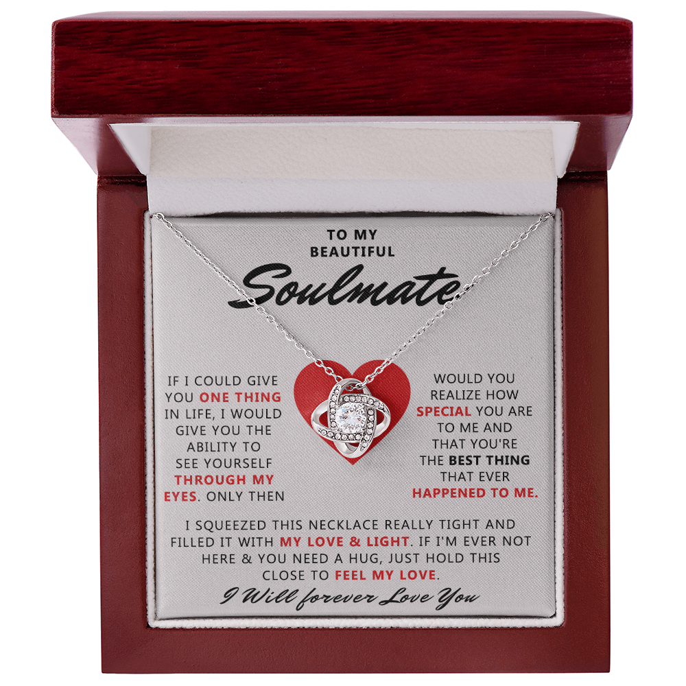 To My Beautiful Soulmate Necklace From Husband, Boyfriend, Anniversary For Wife Necklace, Jewelry Gift For Wife, Soulmate Gift Necklace for Her Romantic, Girlfriend Gifts Necklace Message Card