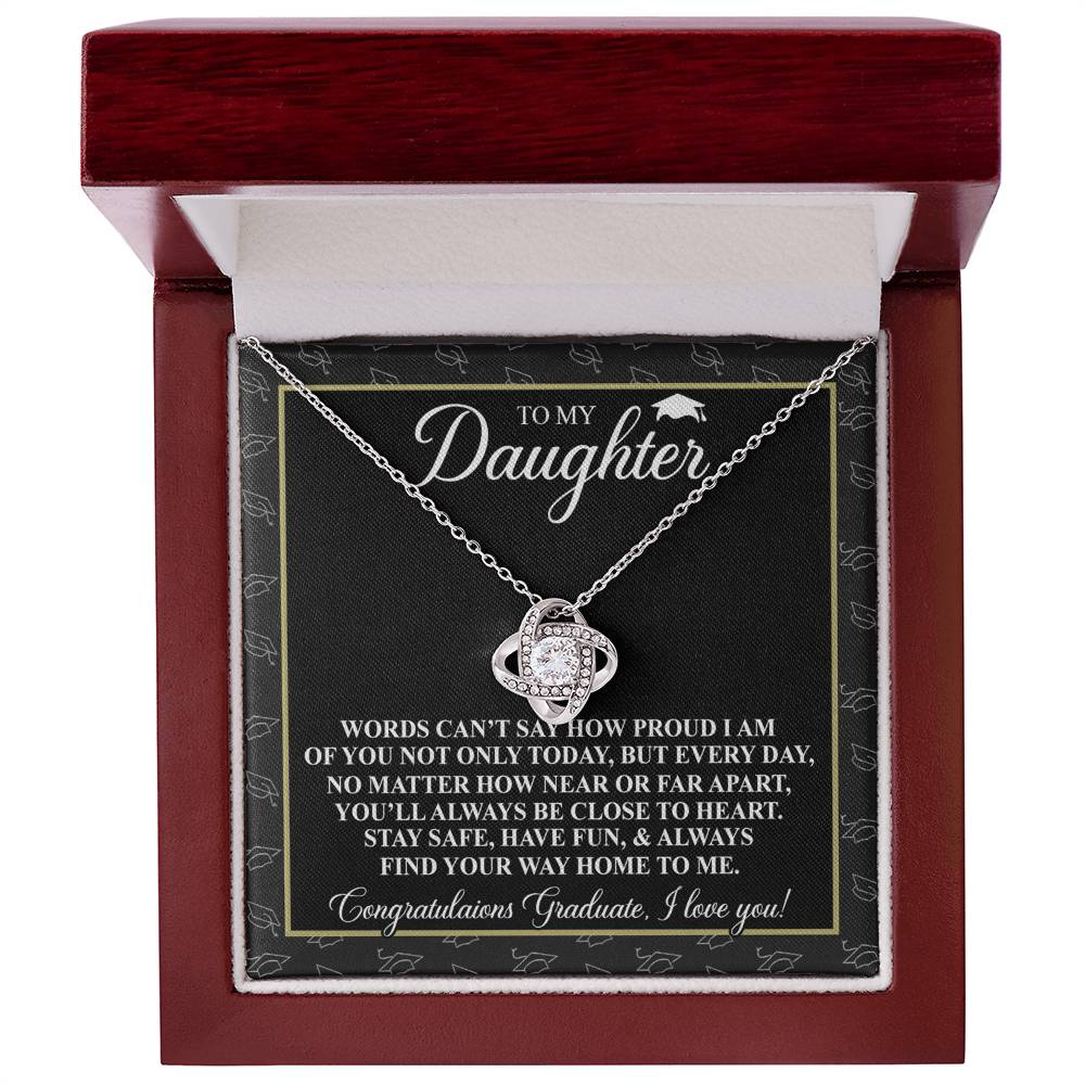 To My Daughter Gift Necklace From Father to Daughter Gift, Birthday Necklace Love Knot Pendant Necklace Gift Message Card and. Gift Box styles On Birthday, Christmas, Anniversary Graduation Gift