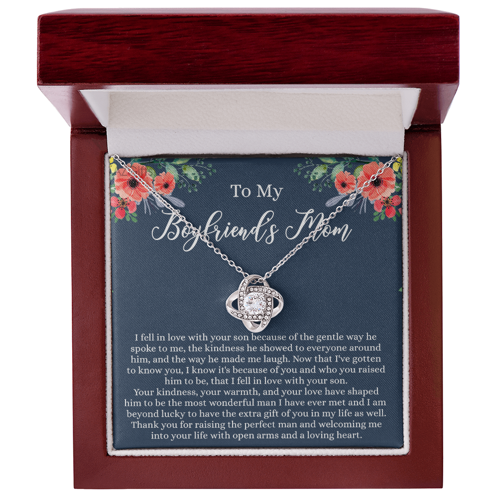 Gift For Boyfriend's Mom Necklace, To My Boyfriend's Mom Love Knot Necklace, Gift To My Boyfriend's Mom Necklace For Mothers Day Birthday Gift Christmas Retirement Jewelry For Women Girlfriend's