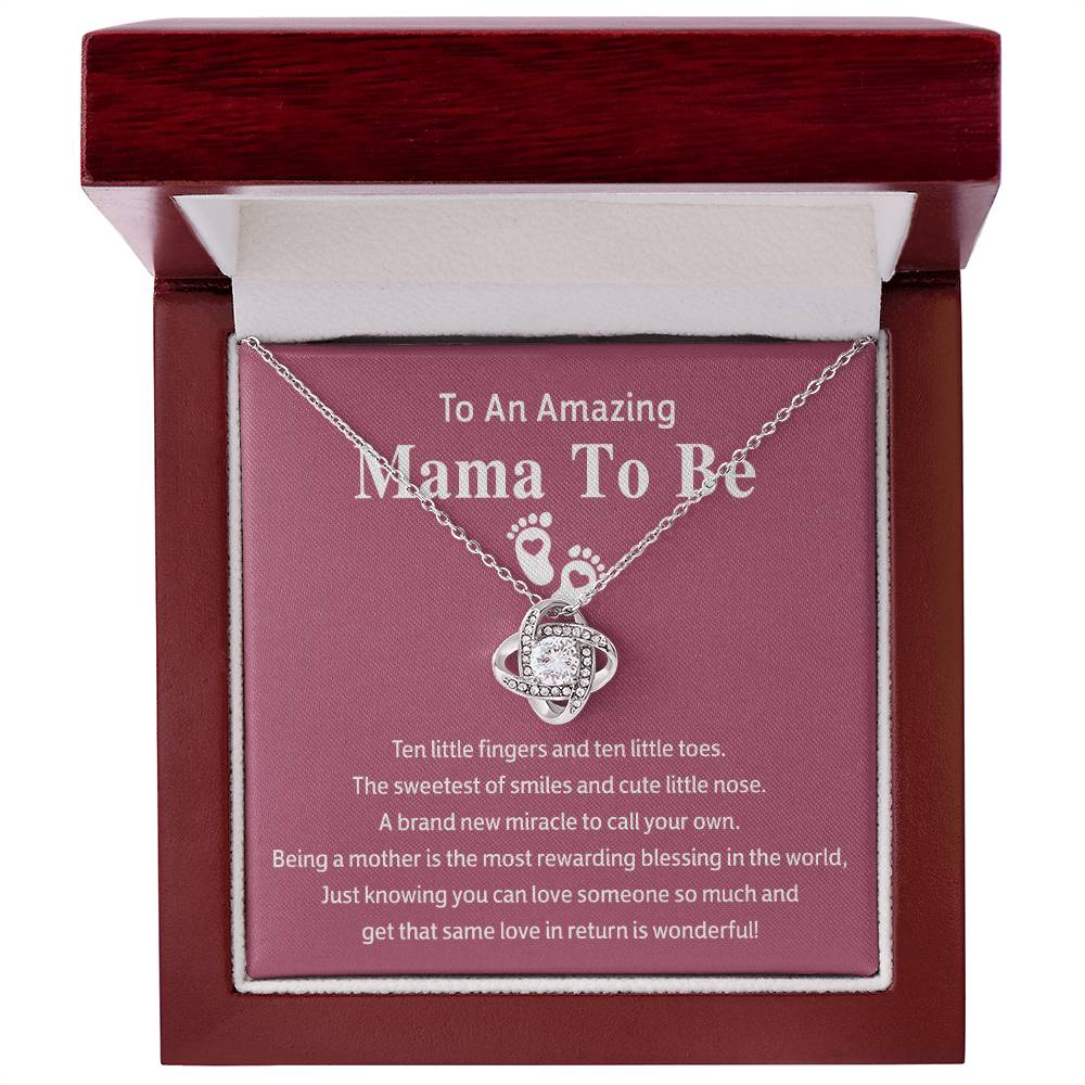 Mama To Be Gift Necklace, To An Amazing Mama To Be Necklace From Daughter, Mama To Be Love Knot Necklace, Wonderful Mom Gift Necklace From Daughter, Jewelry Gift For Women, Mama To Be Necklace Gift