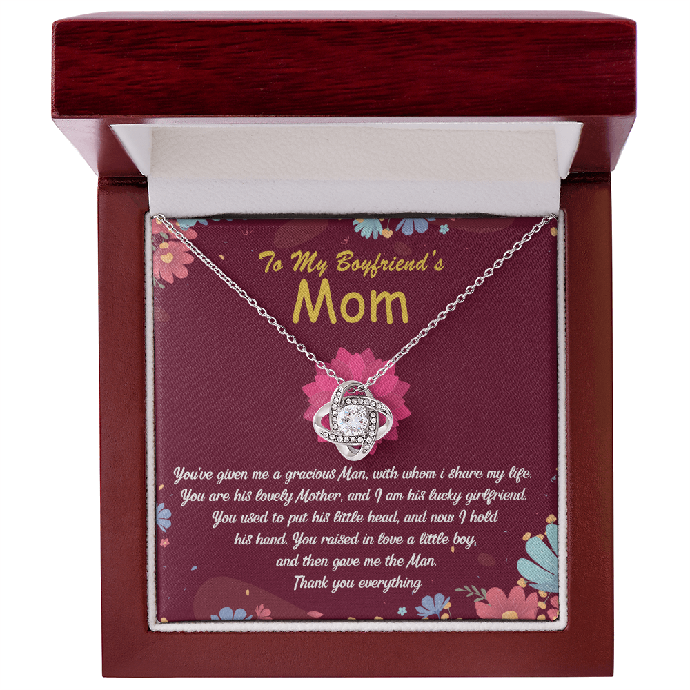 To My Boyfriends Mom Necklace From Girlfriend, Boyfriend's Mom Gift Necklace, Boyfriend Mom Gifts Jewelry For Boyfriend's Mom, Love Knot Necklace Gift For Boyfriends Mom On Mothers Day, Christmas