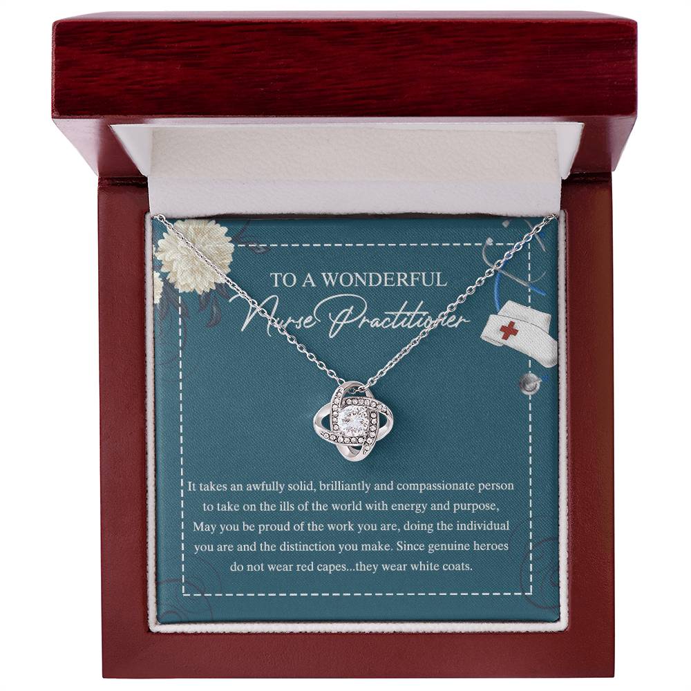 To My Nurse Practitioner Love Knot Necklace From Mom, Gift For New Nurse Jewelry Gift For Girl, Congrats Graduation Pendants Class Of 2026 Necklace Gift For Daughter, Granddaughter, Niece, Sister