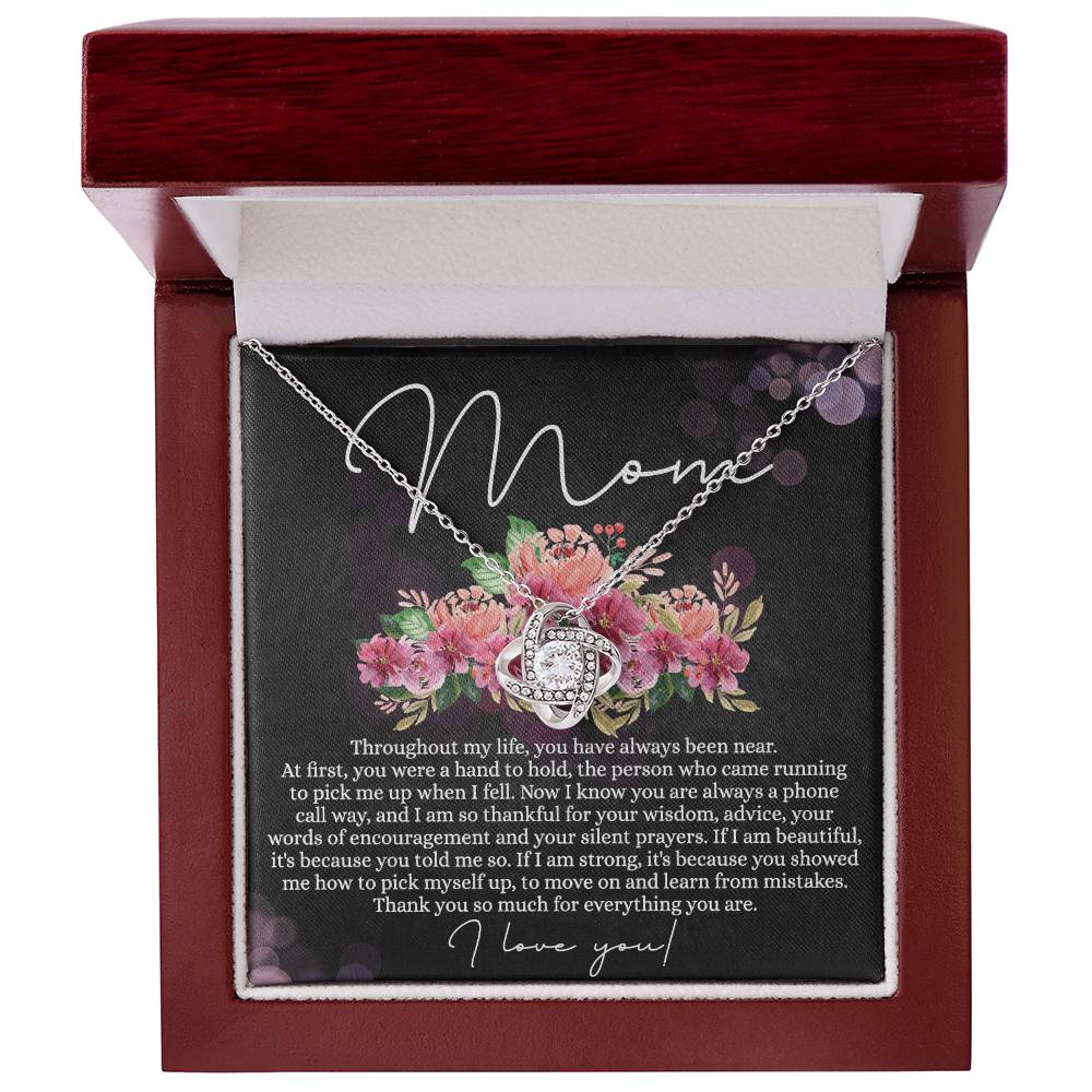 Mom Gift Necklace, To My Mom Love Knot Necklace From Daughter, Thank You Necklace Gift For Mom, Mother's Day Necklace Gift For Mom, Birthday Gift For Mom, Anniversary Jewlry Gift For Women