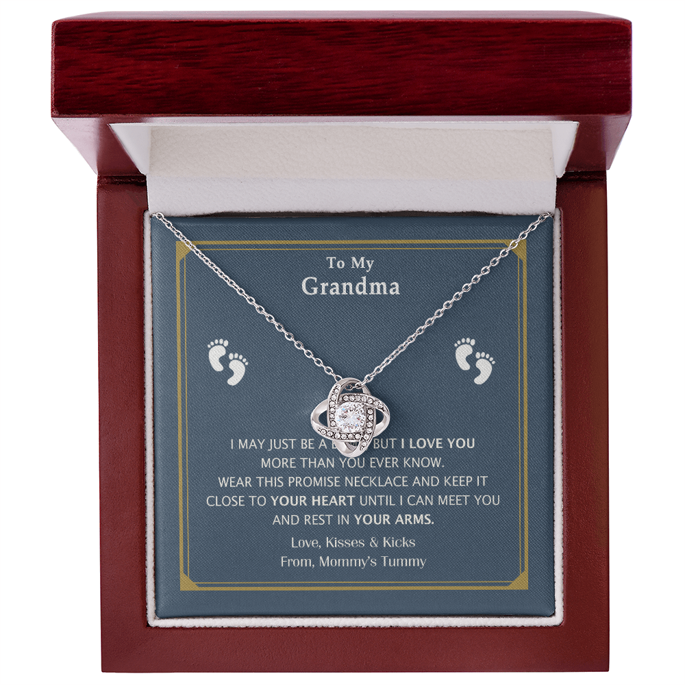 Grandma Gift Necklace From Mommy's Tummy - To My Grandma Love Knot Necklace From Granddaughter, Grandmother Grandma Necklace from Grandchildren Granddaughter - Jewelry Gift for Women, Grandma Gift