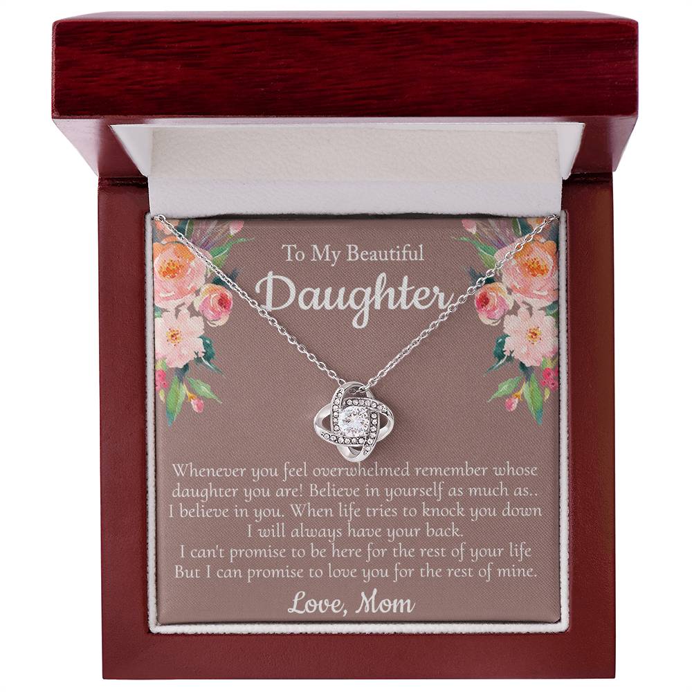To My Beautiful Daughter Necklace From Mom With Thoughtful Card Box Gift, Necklace for Daughter from Mom Gifts Jewelry for Girls, Her Little Girl Necklace,  Mother To Daughter Gift Necklace