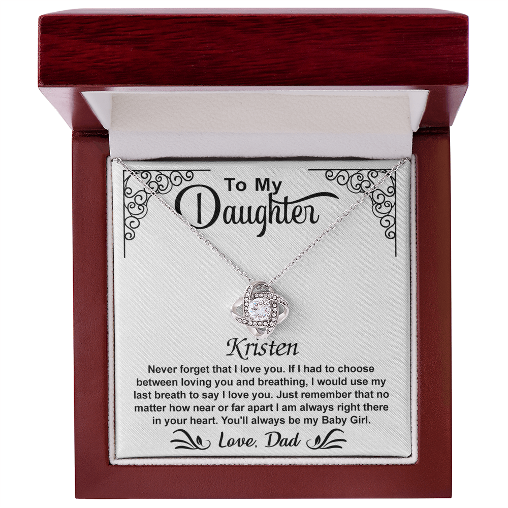 To My Daughter Love Knot Necklace with Luxury Box Gift From Dad, To My Daughter Lion Dad And Daughter - Father Daughter Gifts Ideas Love, Pendant Necklaces On Birthday, Christmas