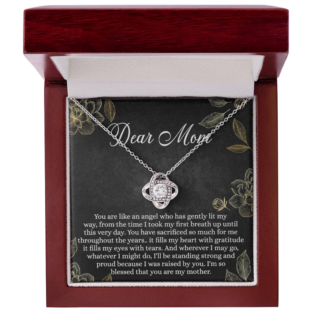 To My Mom Necklace From Daughter, Mom Gift Necklace, Mother And Daughter Gift Love Knot Necklace, Dear Mom Card And Necklace Gift On Mothers Day, Anniversary, Birthday Gifts, Jewelry For Mom