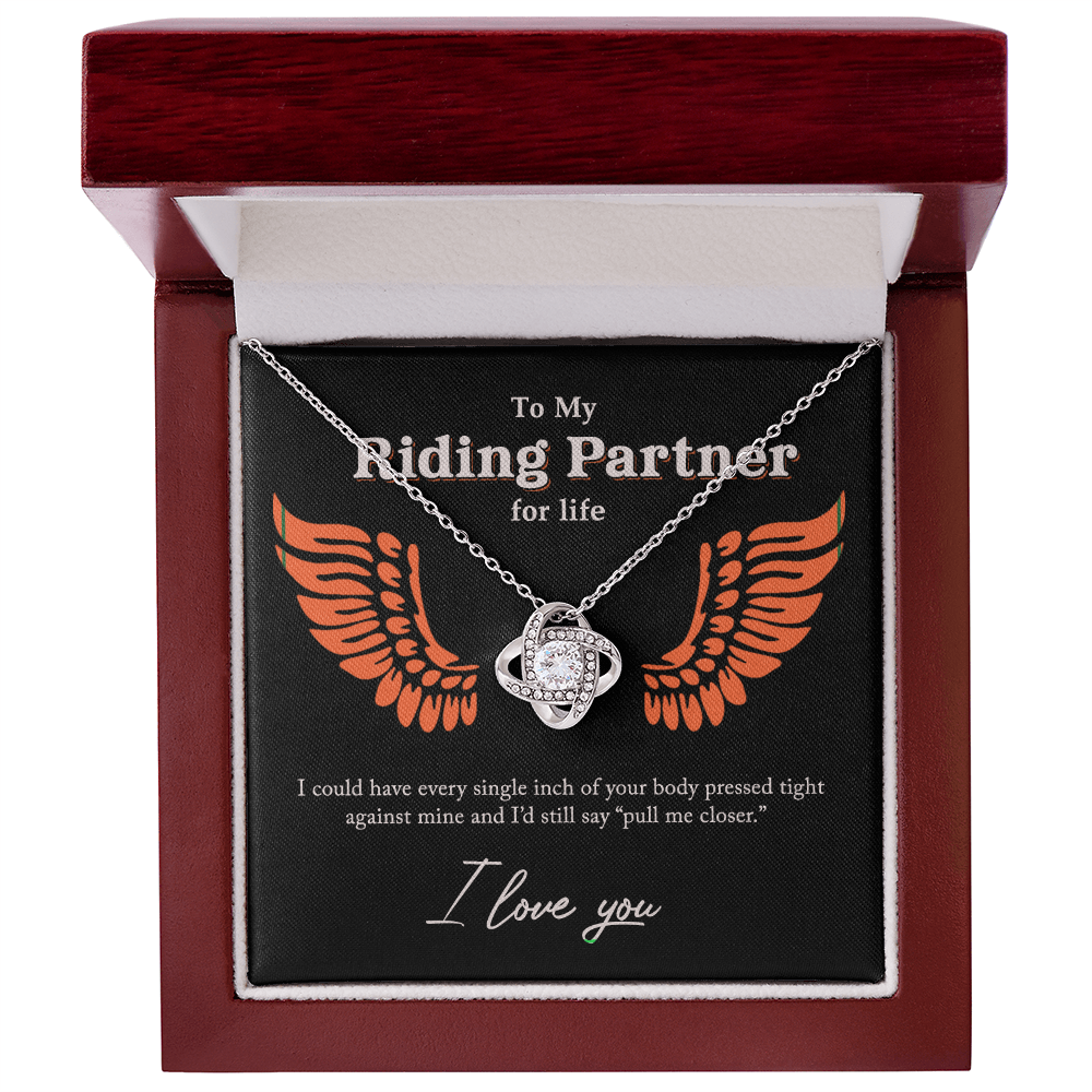 To My Riding Partners Necklace From Husband, Boyfriend, Riding Partners Love Knot Pendant Gift For Life Motorcycle Girlfriend Gift Necklace for Her Romantic, Girlfriend Gifts Necklace