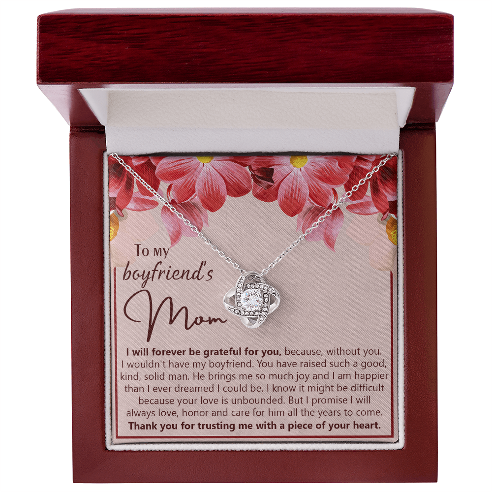 To My Boyfriend's Mom Necklace From Girlfriend Mom, Boyfriends Mom Love Knot Necklace, Boyfriend's Mom Gift Necklace, Boyfriend's Mom Gifts Necklace On Mother's Day, Xmas Present Jewelry For Women